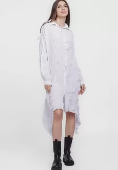 Rochie camasa creponata, in colturi, alba imagine