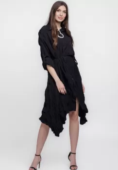 Rochie camasa creponata, in colturi, neagra imagine