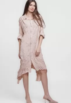 Rochie camasa creponata, in colturi, roz imagine