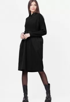 Rochie camasa din poplin de bumbac cu pulover angora, neagra imagine