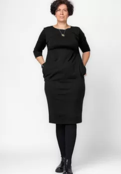 Rochie creion Zara neagra din jerseu punto milano de vascoza imagine