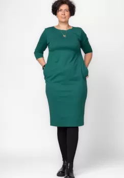 Rochie creion Zara verde, din tricot de bumbac imagine