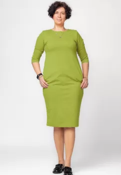 Rochie creion Zara verde olive, din jerseu punto milano de vascoza imagine