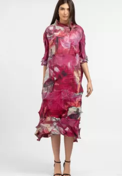 Rochie creponata spectaculoasa, predominant fucsia imagine