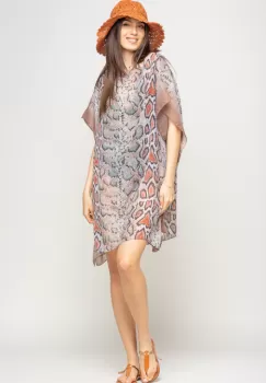 Rochie de plaja tip poncho cu model imitatie sarpe cu laterale fango, vascoza imagine