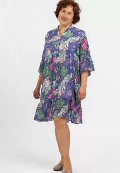 Rochie de vara midi cu imprimeu floral pe fond lavanda imagine