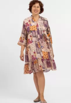 Rochie de vara midi cu imprimeu floral pe fond portocaliu imagine