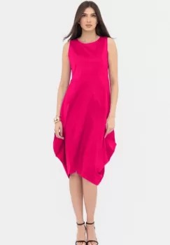 Rochie din poplin de bumbac petrecuta, cu colturi laterale, fucisa imagine