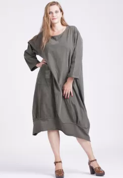 Rochie lalea din catifea reiata kaki imagine