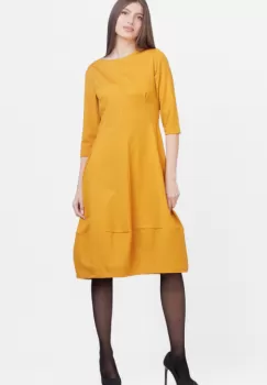 Rochie lalea din jerseu de bumbac, mustar imagine