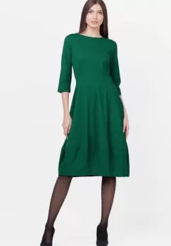 Rochie lalea din jerseu punto milano, verde imagine
