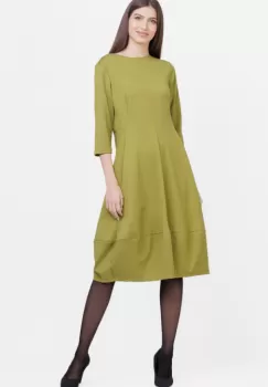 Rochie lalea din jerseu punto milano, verde olive imagine
