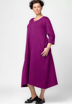 Rochie lunga A-line din jerseu punto milano, magenta imagine