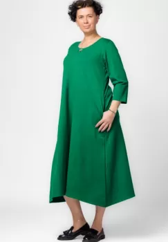 Rochie lunga A-line din jerseu punto milano, verde intens imagine