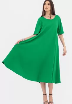 Rochie lunga A-line verde crud, din tricot de bumbac imagine
