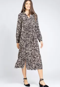 Rochie lunga animal print, tip camasa, din vascoza imagine