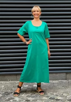 Rochie lunga din tricot verde cu nasture pe spate imagine