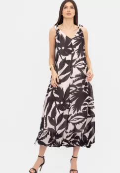 Rochie lunga gogosar, cu imprimeu alb-negru imagine