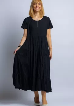 Rochie lunga neagra cu patru volane imagine