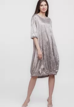 Rochie midi gogosar din material sifonat auriu imagine