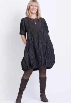 Rochie midi gogosar din tafta cu memorie, maro imagine