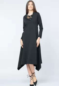 Rochie neagra in colturi, cu tafta si funda pe spate imagine
