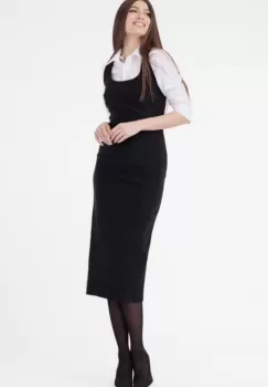 Rochie neagra, lunga, cambrata, cu fermoar pe spate imagine