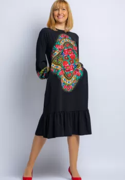 Rochie neagra lunga cu aplicatii gipsy imagine