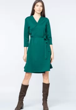 Rochie petrecuta din jerseu, cu talie reglabila, verde imagine