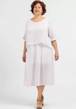 Rochie suprapusa cu bluza plasa, din bumbac, alba imagine