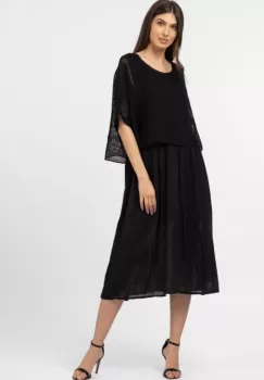 Rochie suprapusa cu bluza plasa, din bumbac, neagra imagine