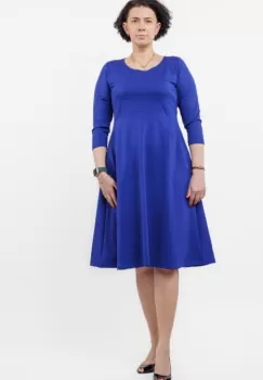 Rochie taiata in talie din jerseu de vascoza, albastru imagine