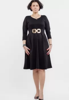 Rochie taiata in talie din jerseu de vascoza, neagra imagine