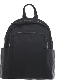 Rucsac chic din fas negru lucios, cu buzunare laterale imagine