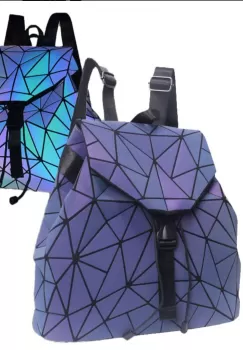 Rucsac reflectorizant 3D cu elemente geometrice triunghiulare, mov imagine