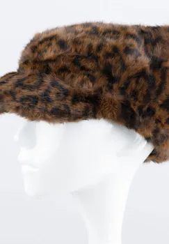 Sapca cu cozoroc din blanita si interior matlasat, animal print maro imagine