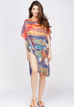 Set rochie tip poncho din matase si geanta mare de vara imagine