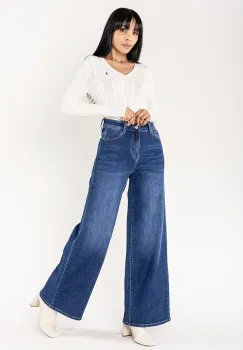 Blugi albastrii dama wide leg Nina Carter YY300-9 M10 imagine