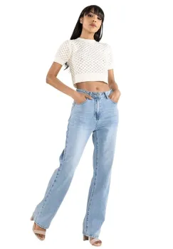 Blugi dama drepti Nina Carter albastru deschis T002-4 M7 imagine