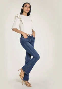 Blugi Dama Evazati BoatCut Nina Carter Albastru Inchis P151L M10 imagine