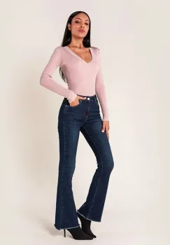 Blugi Dama Evazati BoatCut Nina Carter Albastru Inchis P218-5A M10 imagine