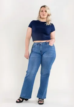 Blugi dama evazati marimi mari Nina Carter albastri P603-5 M10 imagine