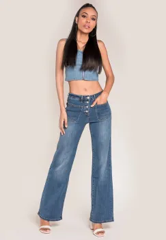 Blugi Dama Evazati Nina Carter Albastri P139-1A M7 imagine