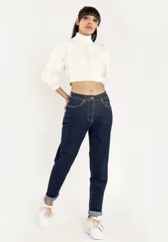 Blugi dama Mom Fit Nina Carter Indigo P502-18 M8 imagine