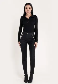 Blugi dama negri slim cu nasturi Nina Carter P217-8A M9 imagine