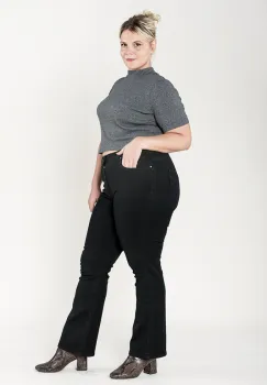 Blugi dama regular fit marimi mari Nina Carter negru P612-8  M10 imagine