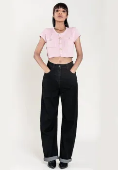 Blugi dama tip Barrel Nina Carter Negri YY307-8 M8 imagine