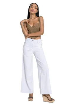 Blugi dama wide leg Nina Carter Alb YY300-1 M10 imagine