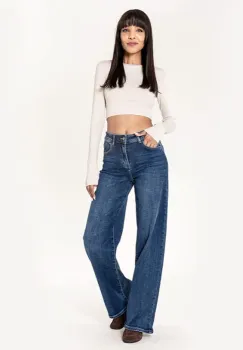 Blugi dama wide leg Nina Carter albastru J259 M8 imagine
