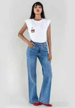 Blugi Evazati Nina Carter Albastru P625-5 M7 imagine